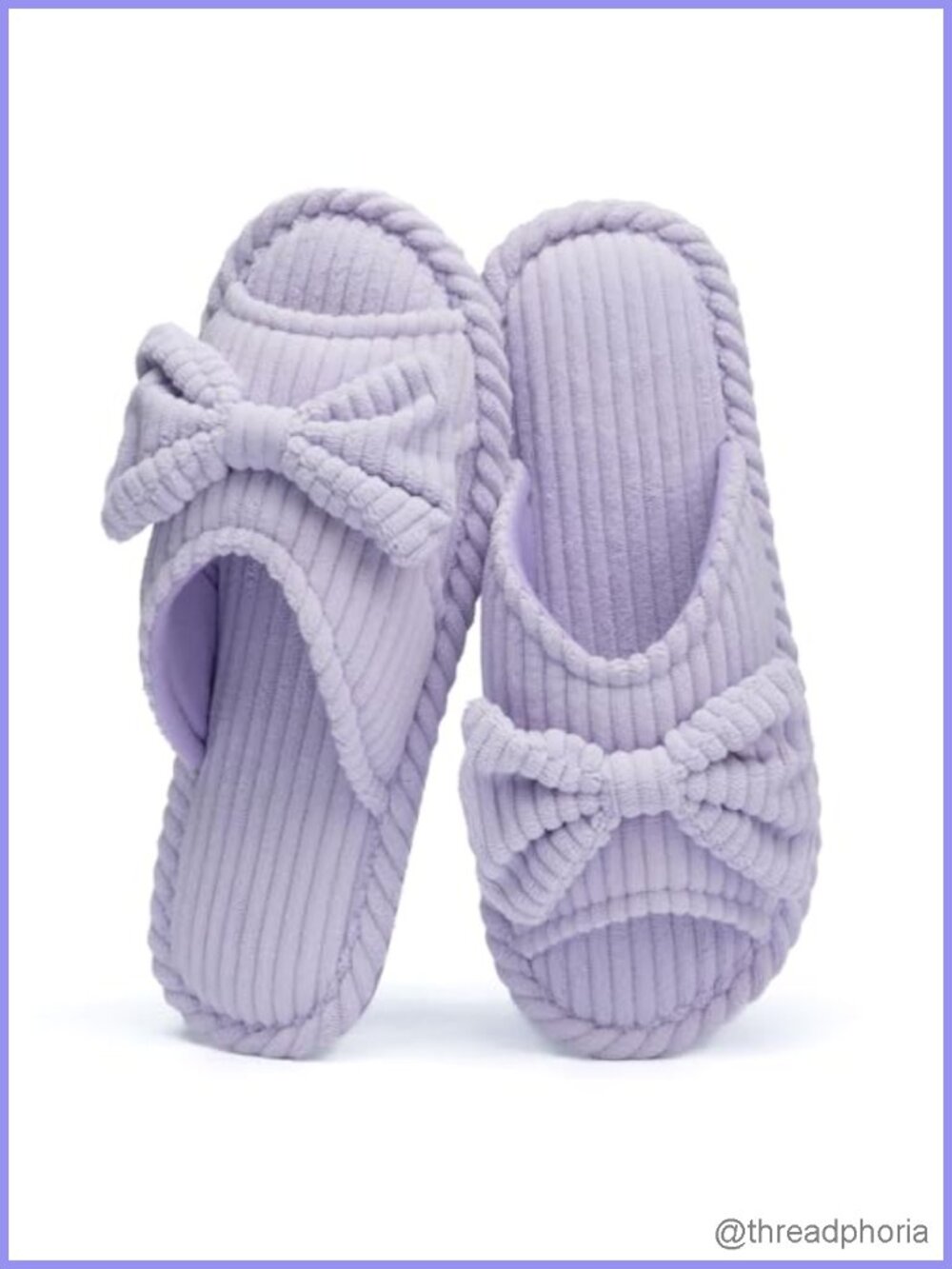 Bow Open Toe Slippers with Memory Foam & Corduroy